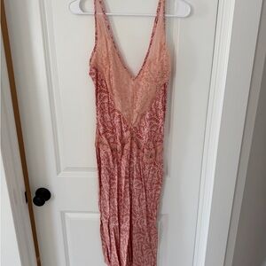 Anthropologie Pink and Red Floral Lace Dress